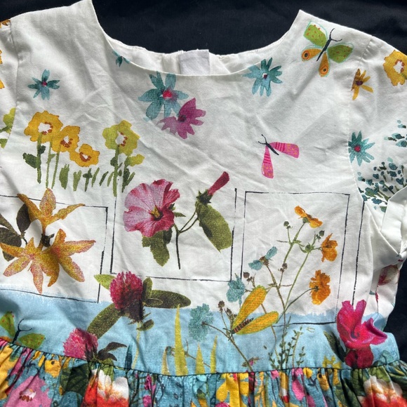 Next UK Watercolor Floral Flower Dragonflies 2 3 2T Easter Dress Portrait Spring - Picture 3 of 5